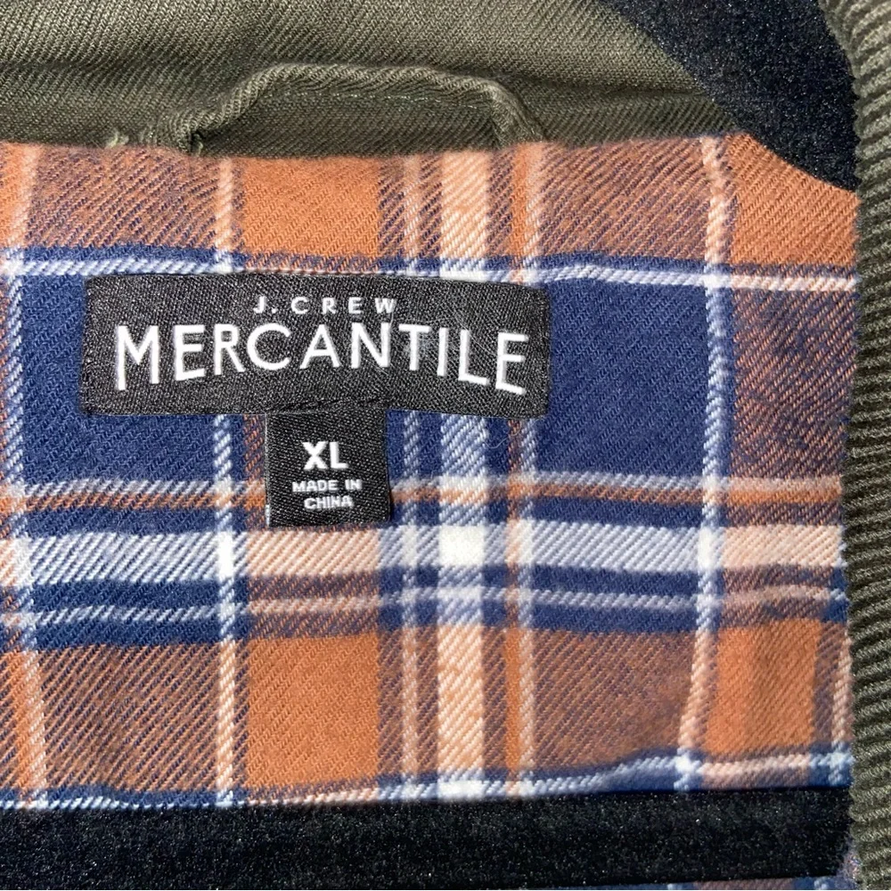 J Crew Mercantile Chore Coat Mens XL Green Flannel Lined Barn Field Jacket